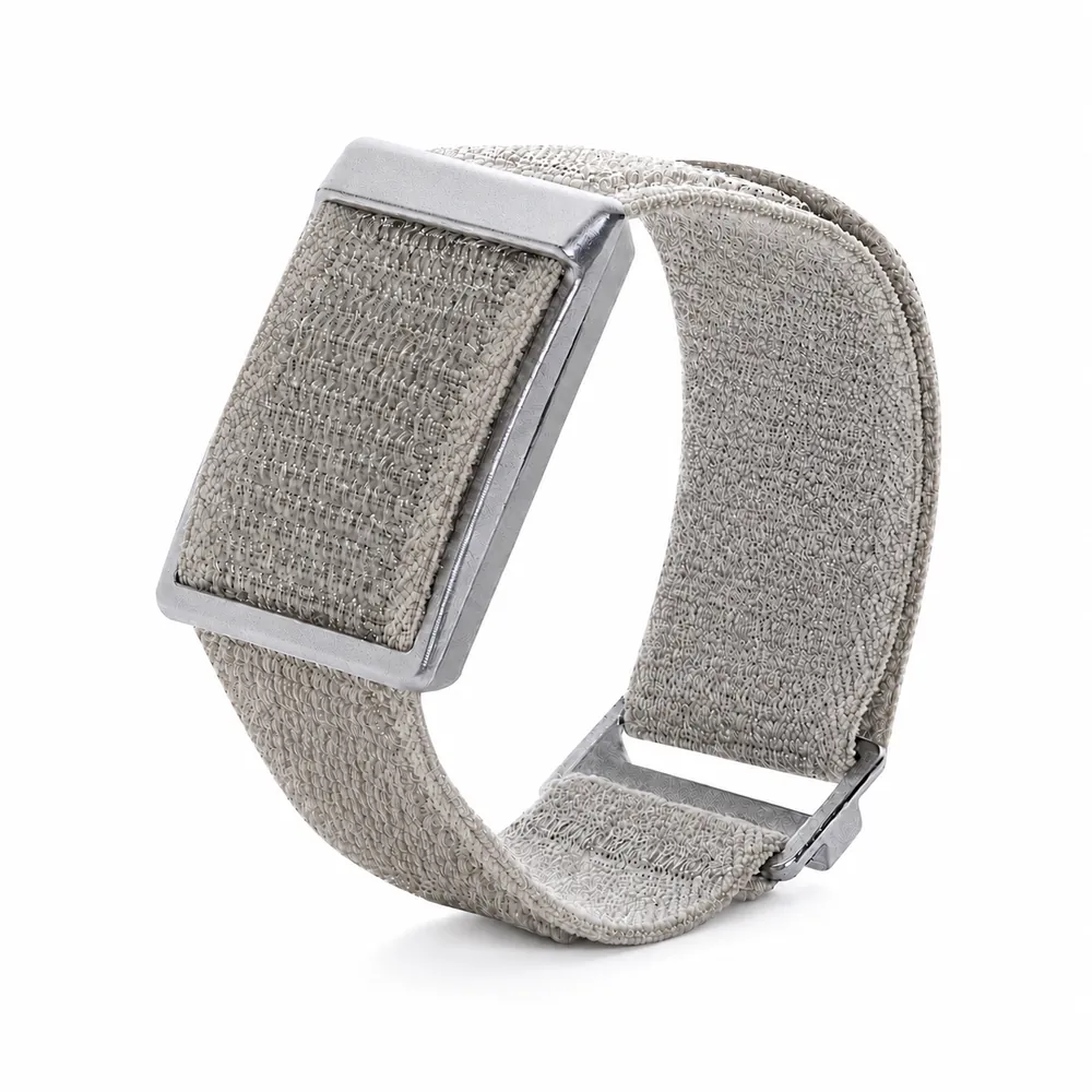 Bracelet montre élastique tissé beige à boucle acier